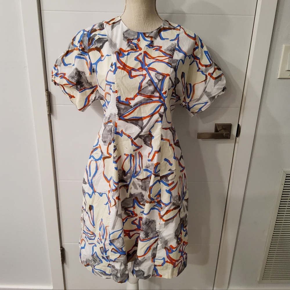 COS Printed Draped Sleeve Mini Dress Size 8 - Picture 3 of 15
